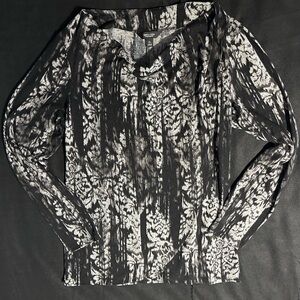 Simply Vera Vera Wang Black and White Patterned Sweater Blouse